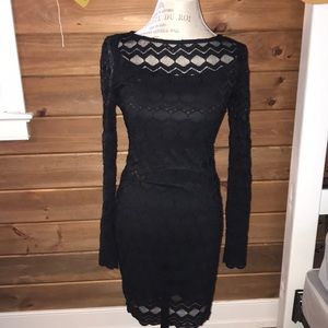 black lace tight fitting dress